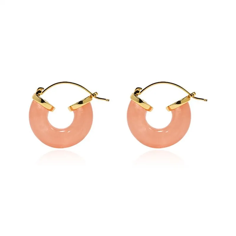 French Cherry Blossom Pink Resin Earrings Stud Female Summer Niche Design High-End U-Shaped Ins Fashion Sweet All-Match Jewelry