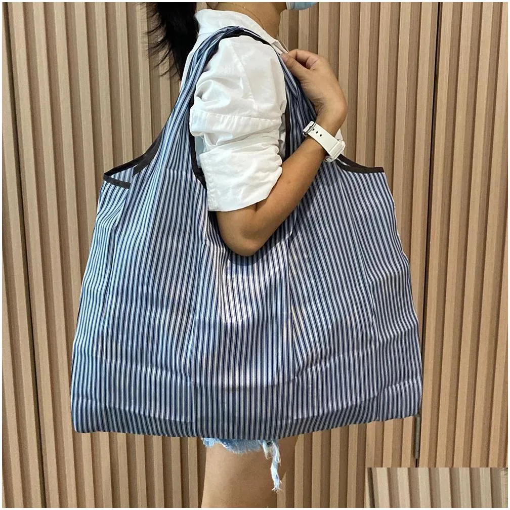 Reusable Grocery Bags Large Capacity Shop Washable Tote For Women Solid Colors Drop Delivery Otkq2