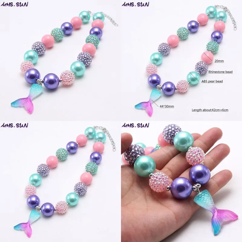 Beaded Necklaces Mticolor Design Kid Chunky Necklace 20Mm Bead Pendant Bubblegum Children Jewelry For Toddler Girls Drop Delivery Ot2Nr
