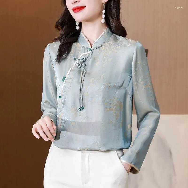 Womens Blouses Shirts Shirt Spring Vintage Button Jacquard Chic Beautif Drop Delivery Apparel Clothing Otk90