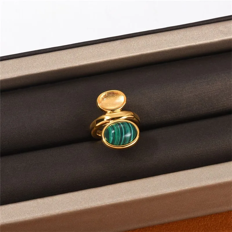 Vintage Fashion New Style Screw Back Malachite Cat`s Eye Stone Collision Ear Clip Earrings Quality Female Accessories Jewelry