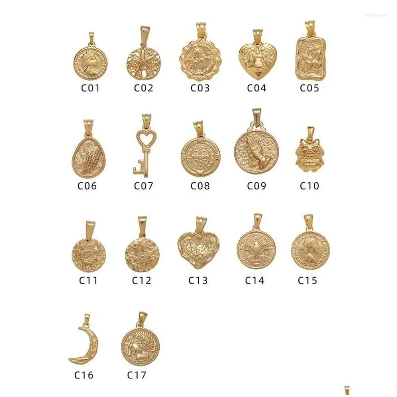 Charms Amulet Magical Lucky Symbol Moon Key Coin Cross Pendant Jewelry 18K Gold Plated Stainless Steel Gifts For Women