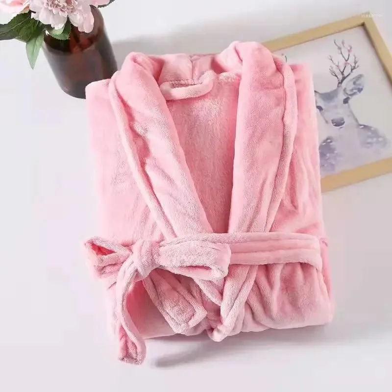 Men`s Sleepwear Women Kimono Bathrobe Gown Nightdress Winter Warm Thick Coral Fleece Nightgown Soft Flannel Robe Home Clothes Negligee