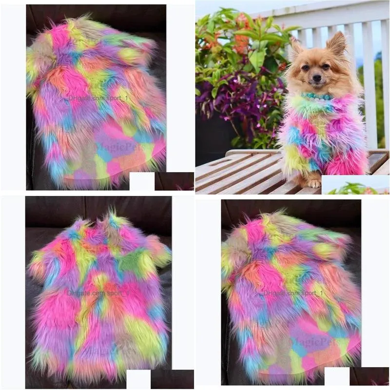 shoes dog clothes winter clothes rainbow fur small dog clothes fashion accessories teddy chihuahua outfit  luxury outfit