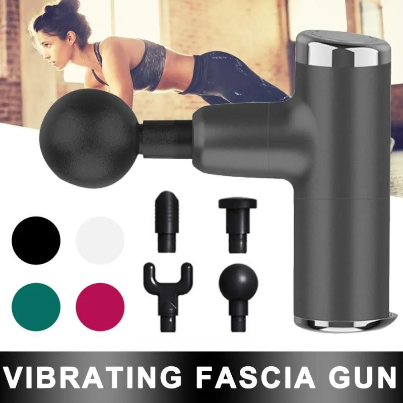 Four Speed Electric Mini Fascia Massage Gun Deep Tissue Percussion Muscle Relaxing Massager for Pain Relief Body Relaxation Device with 4