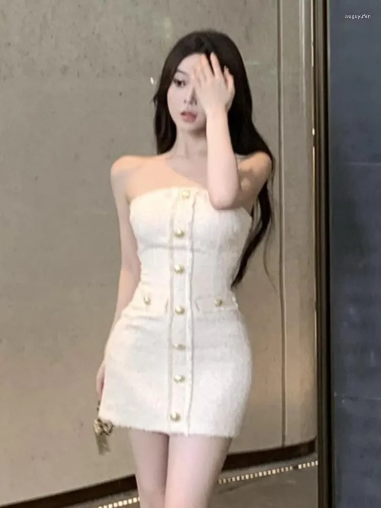 Casual Dresses Sweet Small Fragrance Summer For Women Korean Fashion Elegant Bodycon Slim Sexy Dress Mini Party Robes Vestidos