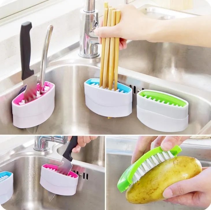 Creative Kitchen Sucker Knife Fork Chopstick Cleaning Brushes Melon Fruit Brush Scourer Household Cleaning Tools Wholesale