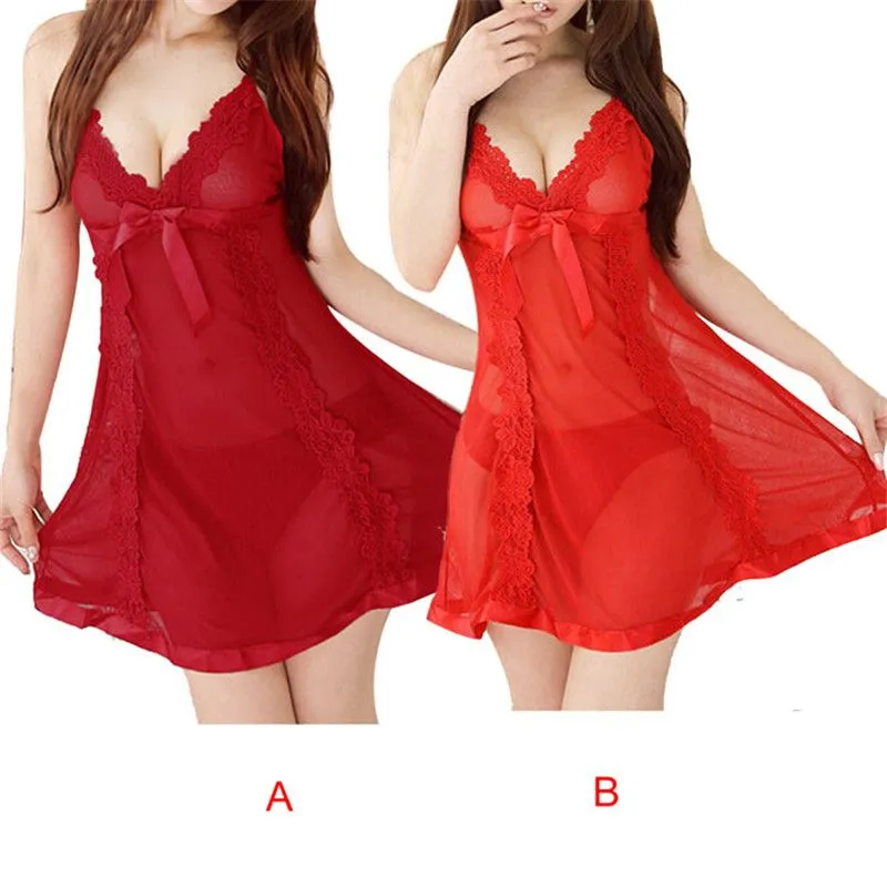 Wholesale- 2016 Sexy sleepwear Ladies Women Sexy Babydoll Lingerie Lace Underwear Sleepwear1