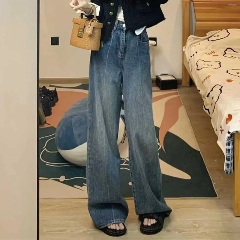 Women`s Jeans Y2k Wide Leg Baggy Women Harajuku Straight Denim Trousers Oversized Pantalones Streetwear Korean Fashion Loose Pants
