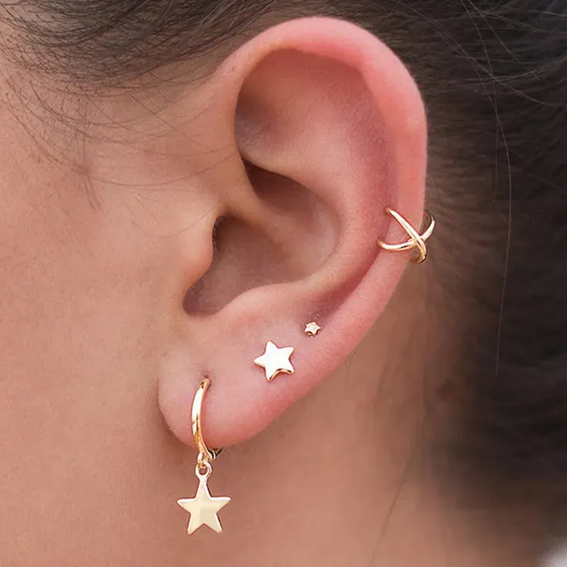 Stud MC Real 925 Silver Plated Earrings Set 3pcs set Piercing Ear For Women Girl Rainbow Color Pendientes Gift 230629