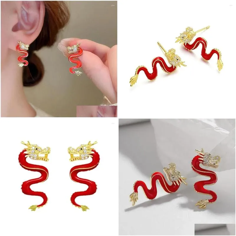 Stud Earrings 1Pair Light Luxury Temperament Chinese Year Dragon Zodiac For Women Girls Jewelry