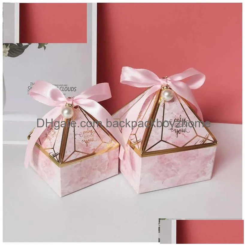 Gift Wrap Gem Tower Bronzing Candy Box Wedding Packaging Only For You Chocolate Paper Baby Shower Drop Delivery Home Garden Festive Pa Dh29T