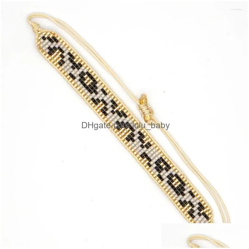 Charm Bracelets Yastyt Luxury Rhinestones Jewelry For Women Handmade Bead Woven Leopard Pattern Bracelet Gold Sier Color Jewellery D Dhhln