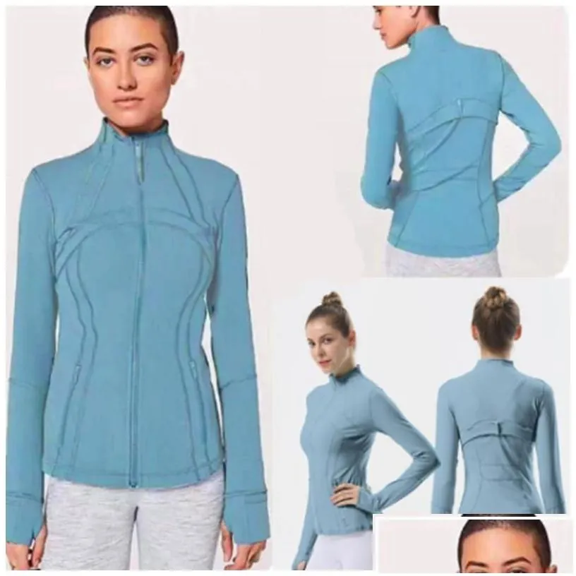 yoga outfit lu-088 2022 yoga jacket womens define workout sport coat fitness sports quick dry activewear top solid zip up sweatshirt s