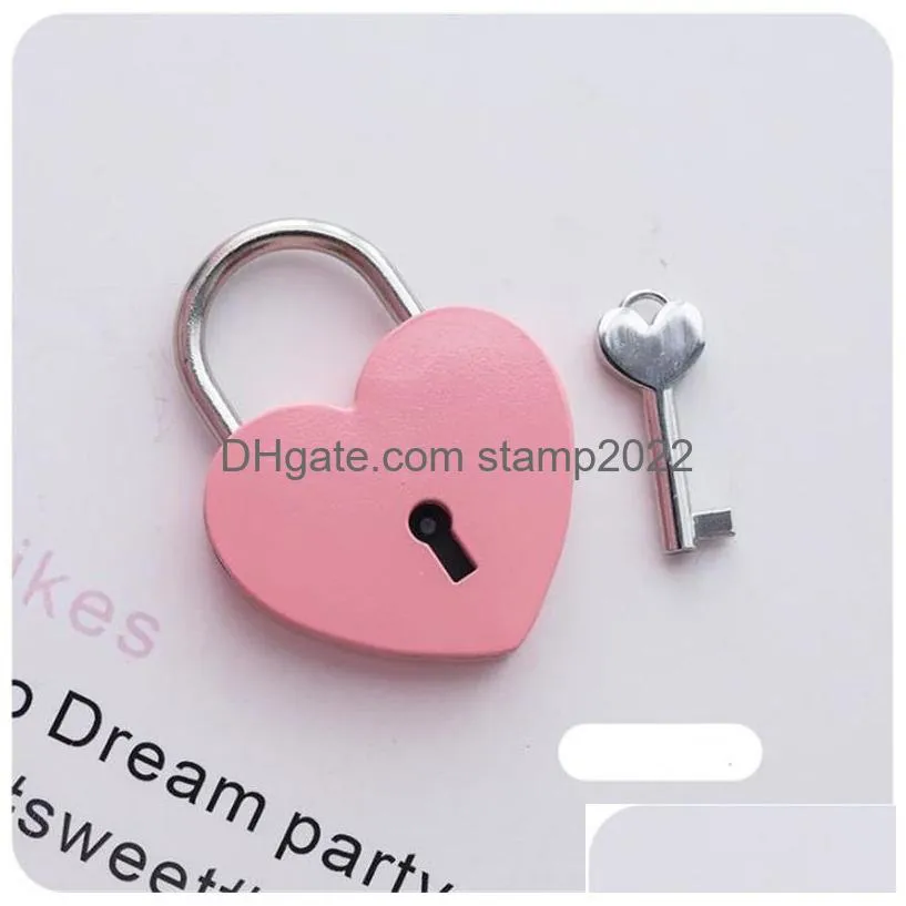 heart shaped concentric lock heart lock metal mulitcolor key padlock gym toolkit package door lock building supplies