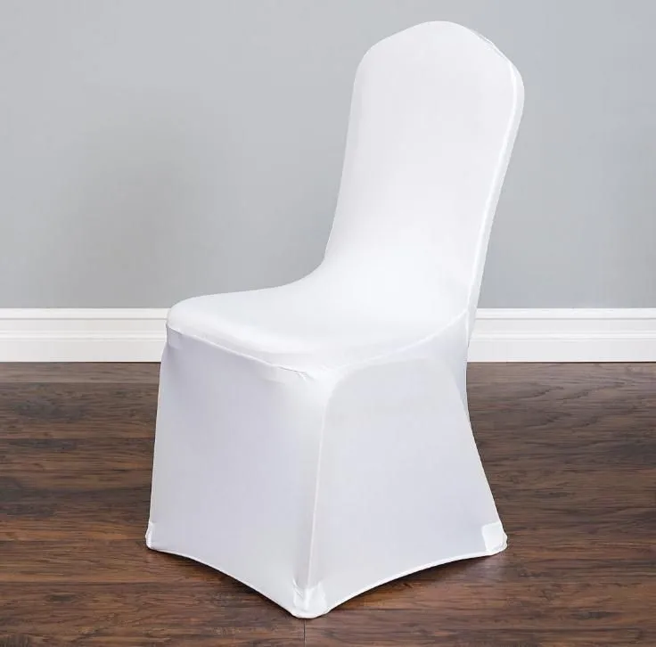Fast Shipping Wholesale Universal White Chair Cover Spandex Elastic Lycra Hotel Banquet Party Wedding Chair Covers Wholesale
