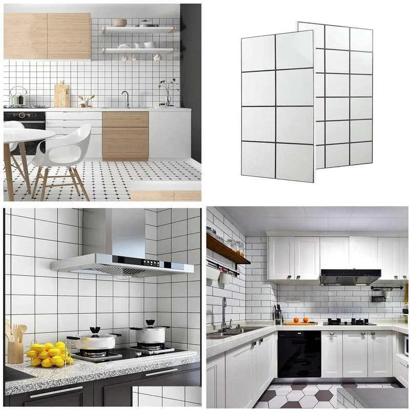 Tiles Black And White Checkered Bricks Bread Bathroom Wall Nianjiao Nordic Kitchen Drop Delivery Home Garden Building Supplies Floori Otrlx