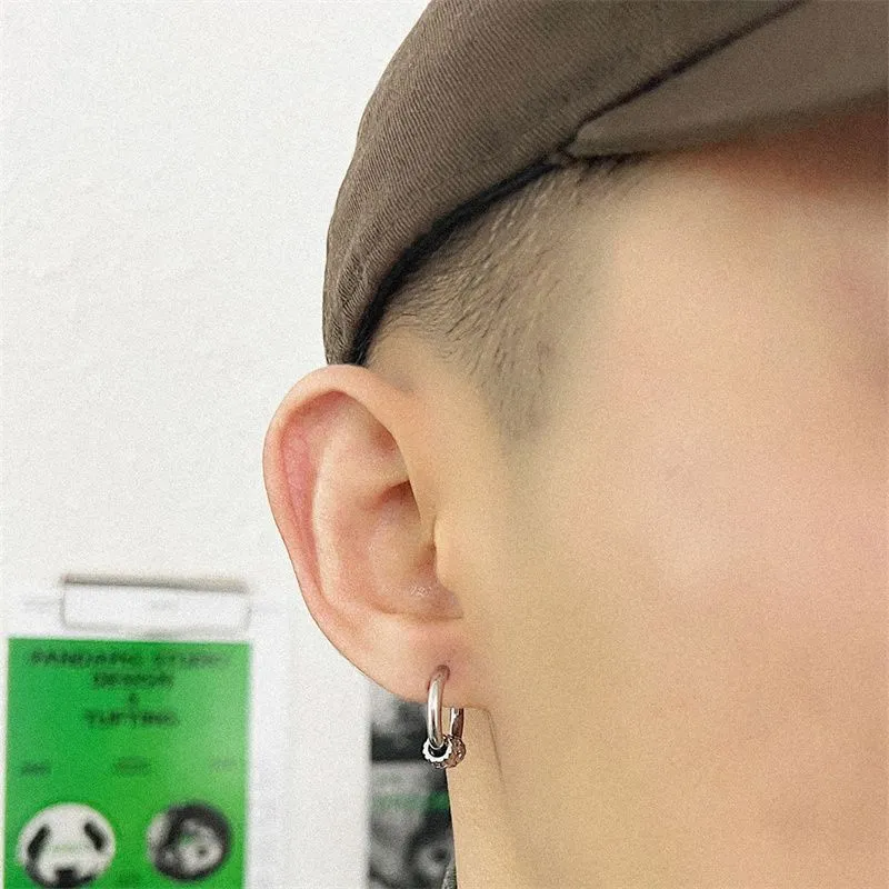 Japanese/Korean Niche Design Earrings Titanium Steel Stud Bold Punk Hip-Hop Simple Couples Fashion Trend Jewelry Accessories