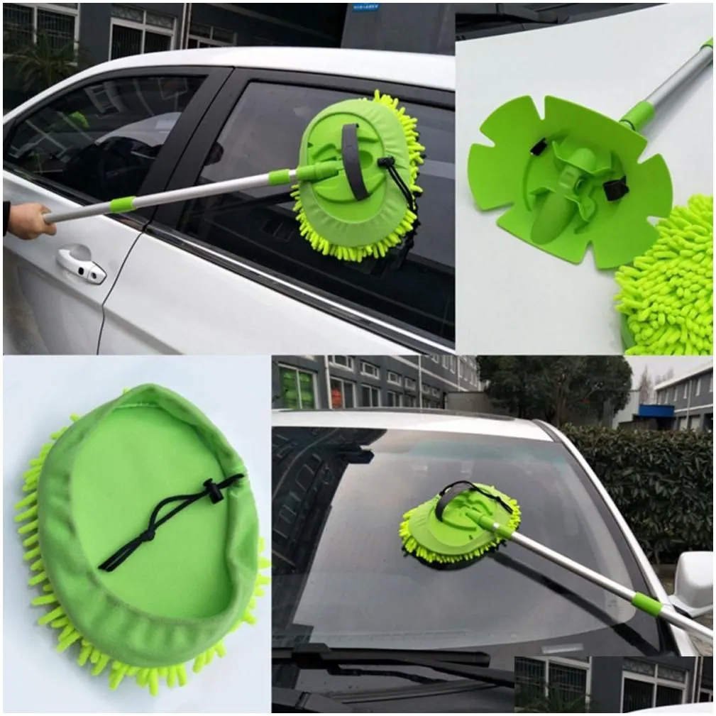 Towel Retractable Car Wash Mop Including Brush Headdust Removal Detachable Dualuse Rag Strong Water Absorption Cleaning1 Drop Delive