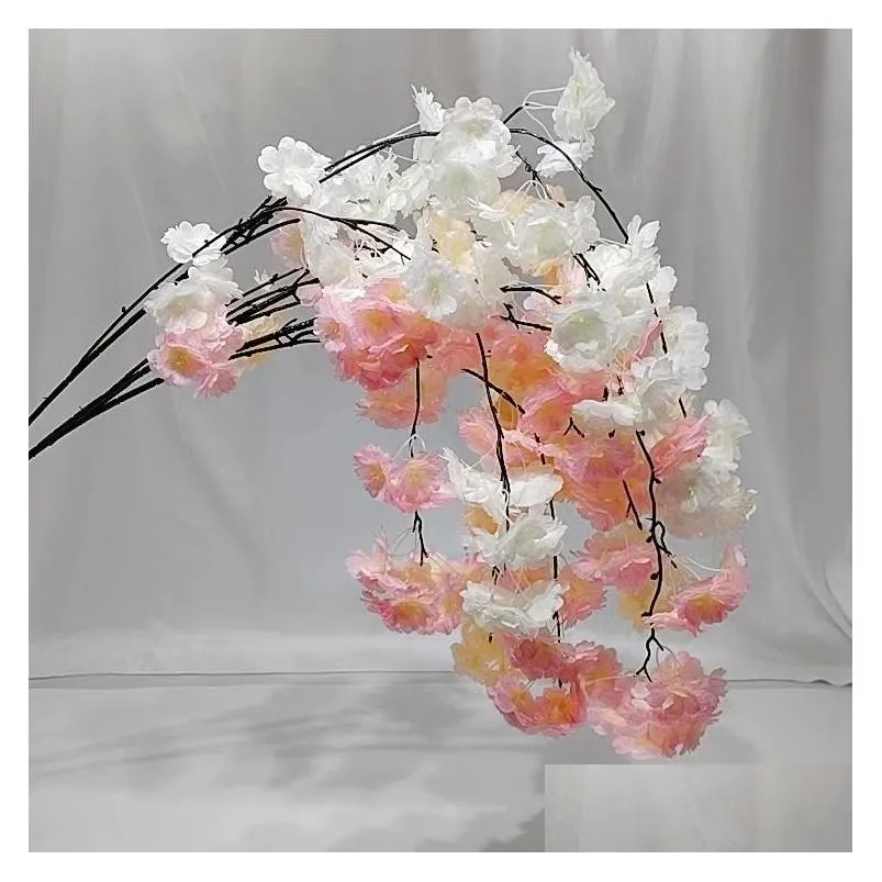 Decorative Flowers Wreaths Artificial Hanging Cherry Blossom Branch For Wedding Home Decoration Drop Delivery Garden Festive Party S Ot54X