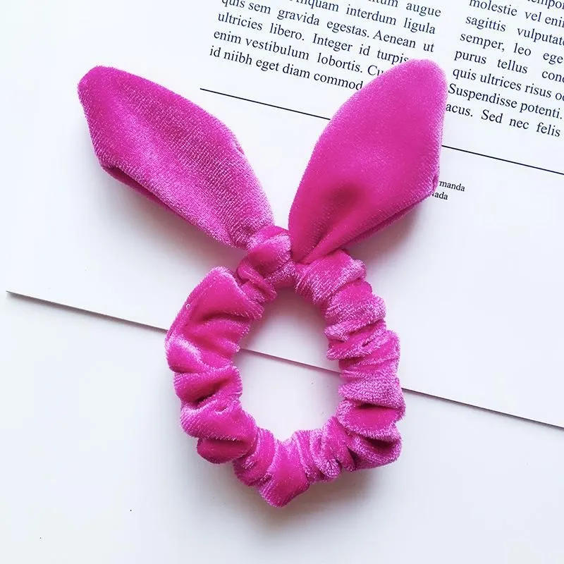 New Arrival Girls Velvet Bunny Ears Elastic Hair rope Kids Accessories Ponytail Rabbit Children Scrunchy Hairbands