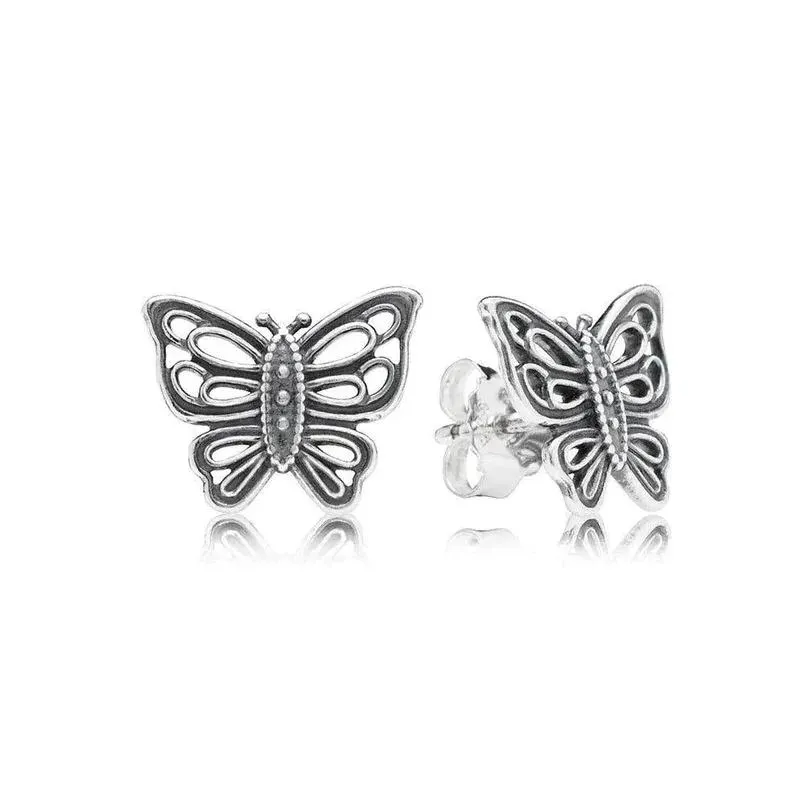 Stud Earrings Europe 925 Sterling Silver Pan Animal Butterfly Earring Jewelry For Girls Women Anniversary Gift