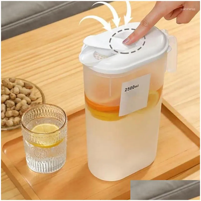 Water Bottles Cold Kettle Dispenser Fridge Gallon Pitcher With Lid Container For Home Lemonade Drink Drop Delivery Garden Kitchen Di Otqvp