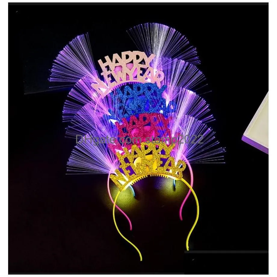 led year headband light up fiber optic hair hoop glowing party sparky glitter headdress tiaras holiday year decorations