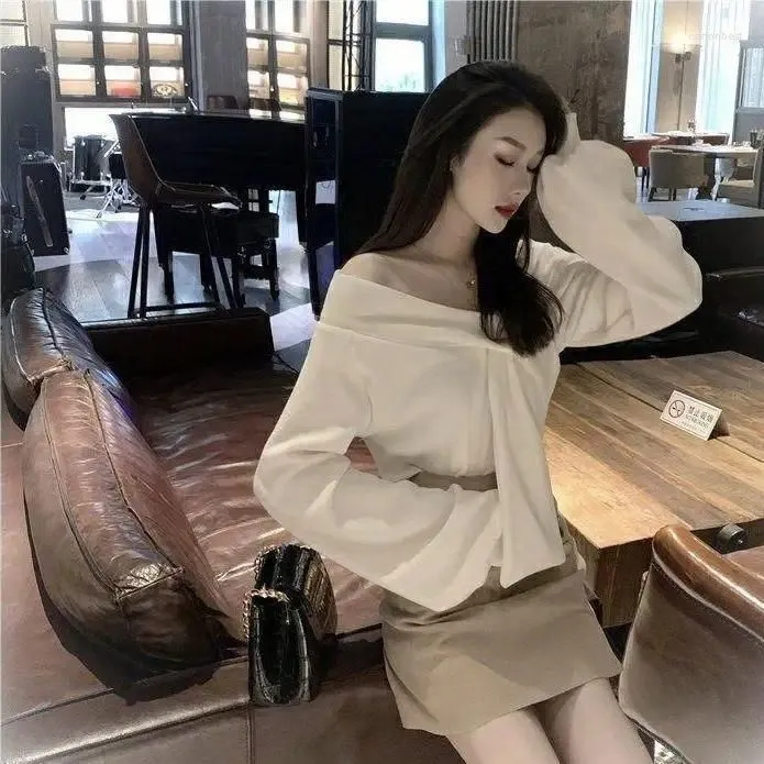 Work Dresses Harajpee Irregular Design Suits Long Sleeved V Neck Knit Top Women Spring Autumn High Waisted Slimming Skirt Two Piece