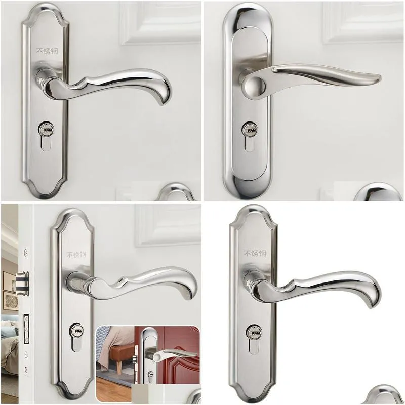 Door Locks Stainless Steel Bedroom Lock European Style Interior Modern Minimalist Room Silent Mechanical Drop Delivery Home Garden B Ot9F1