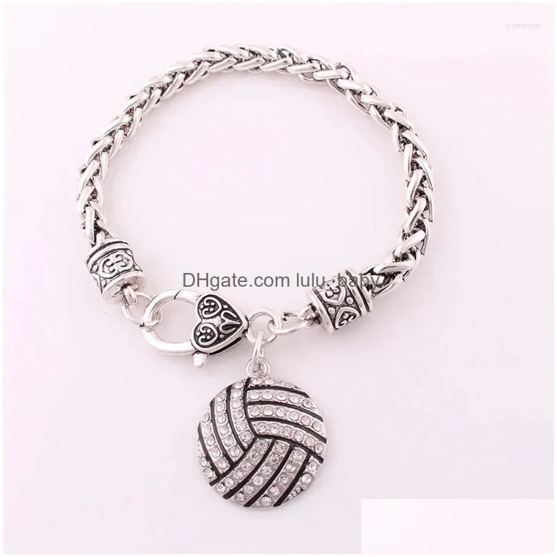 Charm Bracelets Bracelet For Female Male Sporty Pendant Volleyball Shape Design Personality Wheat Link Chain Zinc Alloy Drop Deliver Dh2Dk