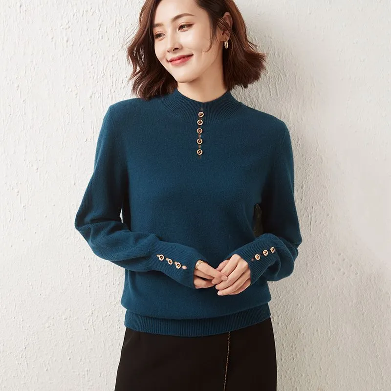 Women`s Sweaters Women`s Fashion High-end Cashmere Wool Sweater O-neck Ladies Long-sleeved Knitted Pullover 21 FRSEUCAG Winter Short