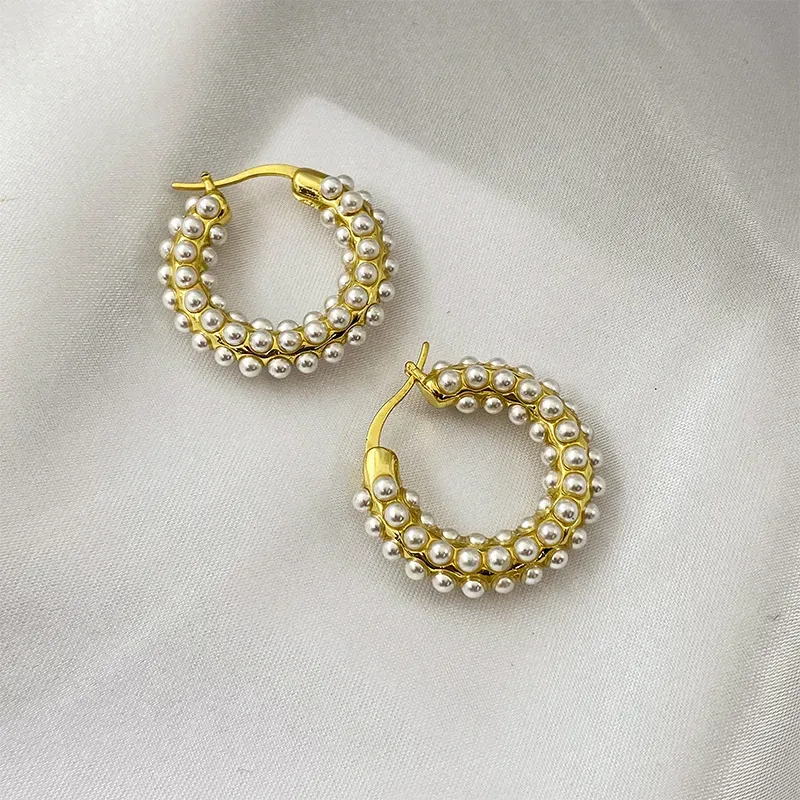 Retro Fashion Wild Pearl Earrings Stud High-End Gold-Plated Winter Models Trend Niche Design Ins Jewelry Accessories