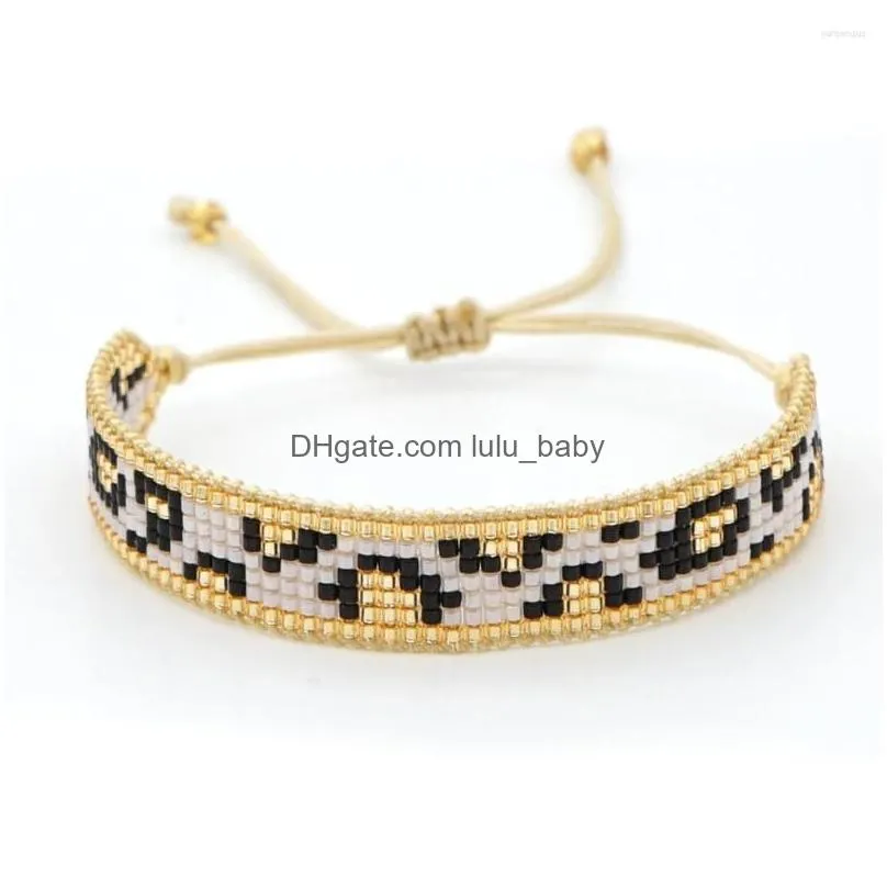 Charm Bracelets Yastyt Luxury Rhinestones Jewelry For Women Handmade Bead Woven Leopard Pattern Bracelet Gold Sier Color Jewellery D Dhhln