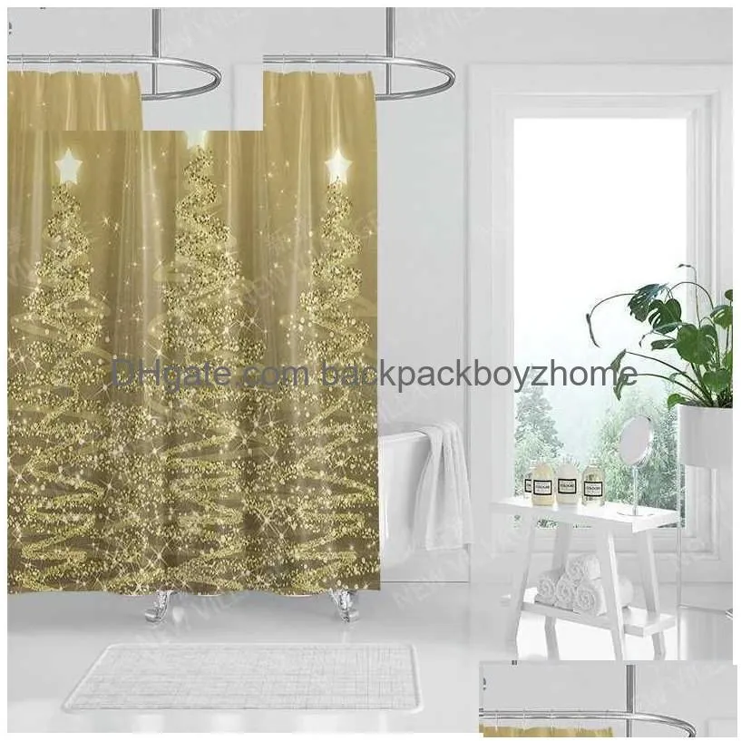 Shower Curtains Household Waterproof Fabric Home Curtain Accessories 90X180 240 X 200 Christmas Peripheral Q240116 Drop Delivery Dhw1A
