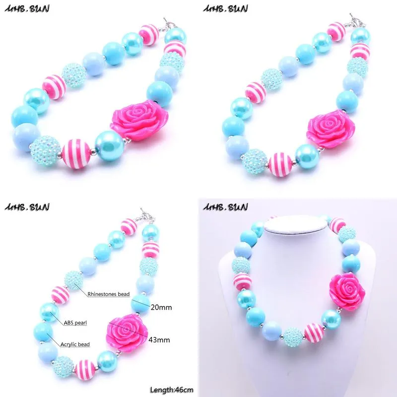 Beaded Necklaces Mticolor Design Kid Chunky Necklace 20Mm Bead Pendant Bubblegum Children Jewelry For Toddler Girls Drop Delivery Otosw