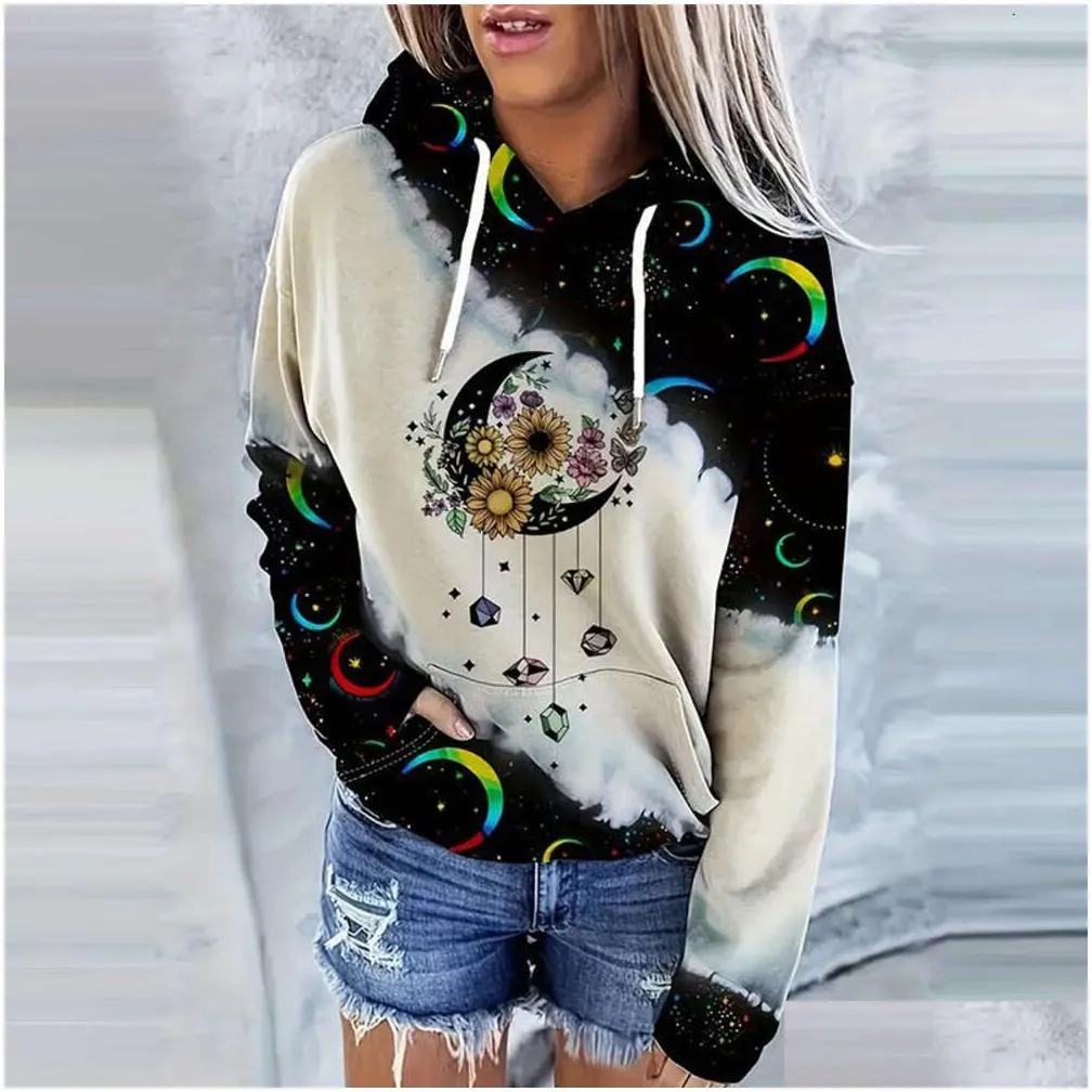 Women`S Hoodies & Sweatshirts Designer Womens Clothing 2024 Spring New Product Basic 3D Digital Printing Trend Fashion Hoodie Sweater Otckp