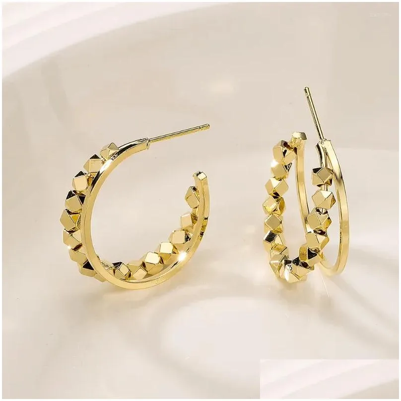 Stud Earrings Cmoonry European And American Retro Metal C-Shaped Semicircar For Womans 2024 Fashion Jewelry Party Accessories Drop De Ot5Ma