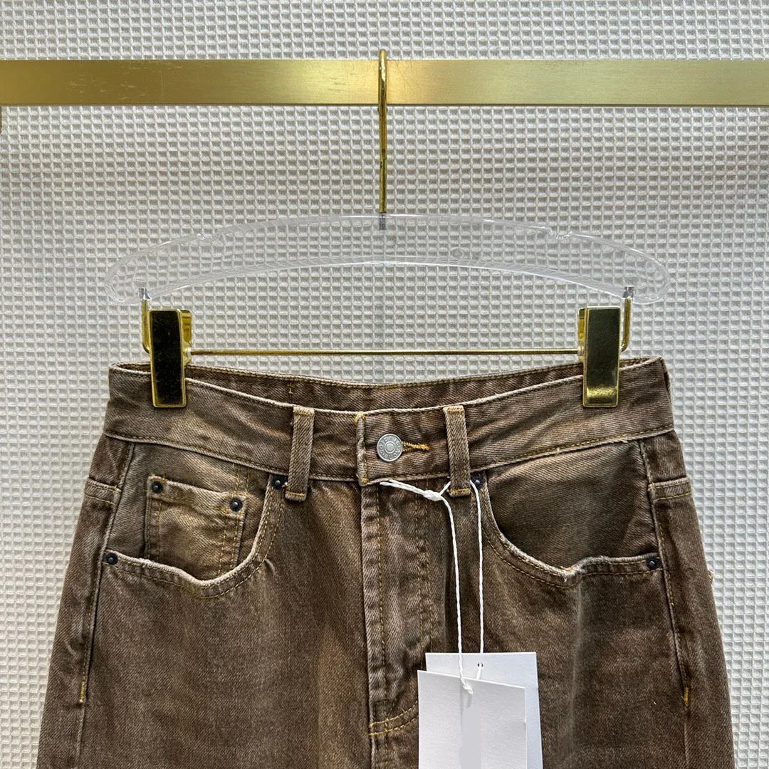 Women`s Jeans fashion brand Khaki straight leg denim pants