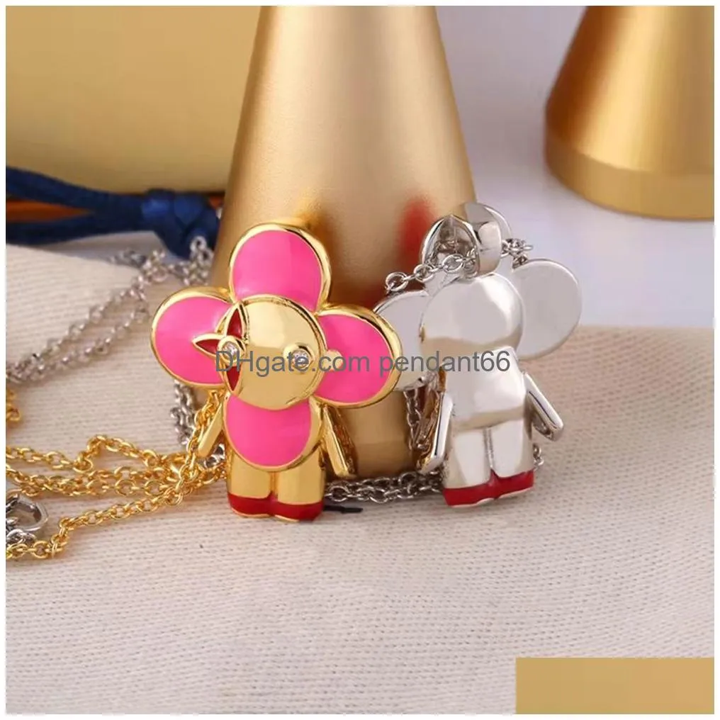  cute chihuahua pendant charm necklace colorful enamel fashion necklace for men women classic titanium steel designer jewelry