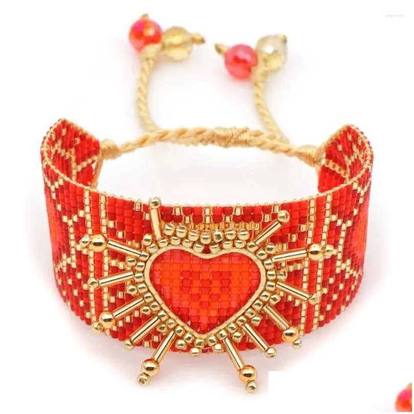 Link Bracelets Go2boho Mexican Heart Love Pulseras Jewelry Handmade Woven Miyuki Beads Bracelet For Women Gift Friends