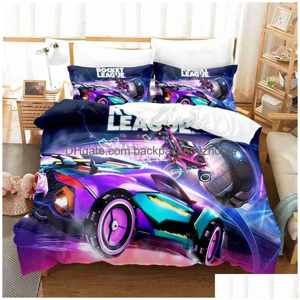 Bedding Sets Rocket League Set Cartoon Bedspread Single Twin Fl Queen King Size Design Car Bed Adt Kids Bedroom Duvet Er Drop Deliver Dhkxc