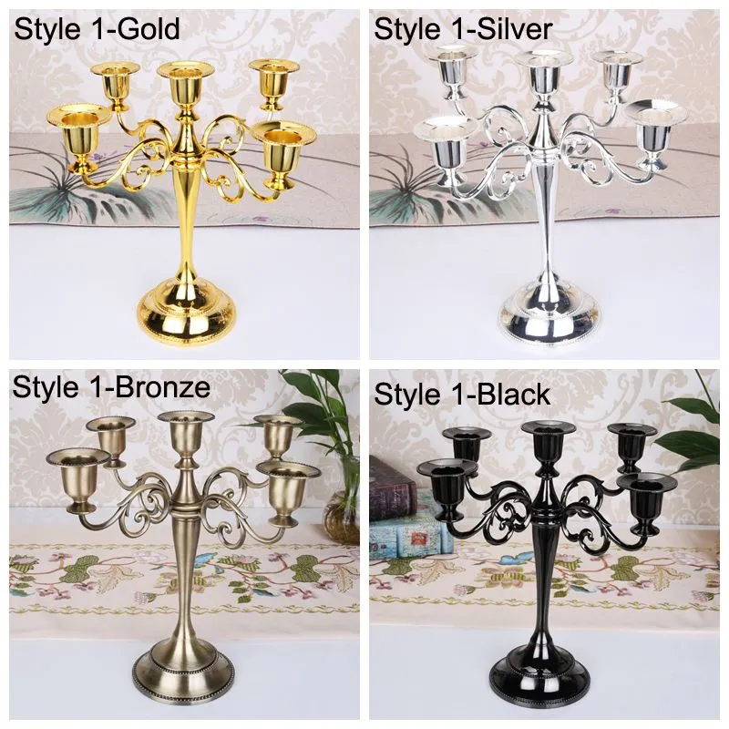 Retro Metal Candle Holder 3 Arms 5 Arms Candle Holder Exquisite Wedding Candlelight Dinner Romance Props European Home Decoration Portavelas De Metal