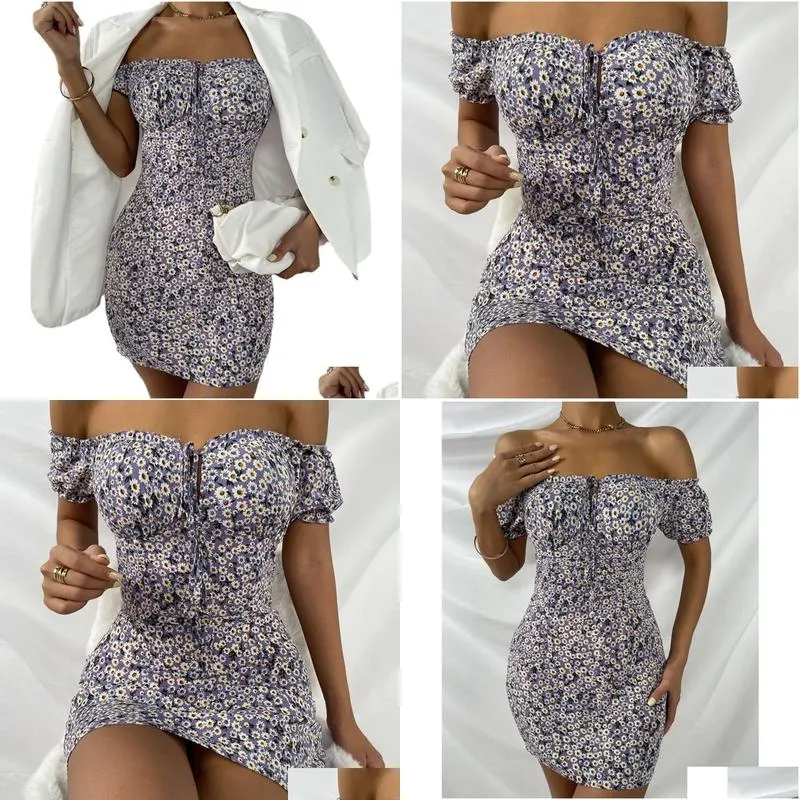 Urban Sexy Dresses New Print Style Commuting Slimming Short Skirt With Floral Daisy Suspender Dress For Women 9161 Drop Delivery Appa Otees