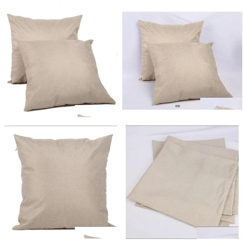 Cushion/Decorative Pillow Heat Sublimation Linen Pillowcase Solid Color Back Cushion 40 X 40Cm 45 45Cm 50Cm Without Insert Drop Deli Otbye