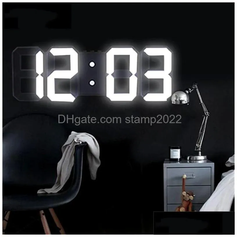 modern design 3d led wall clock digital alarm clocks home living room office table desk night clock display