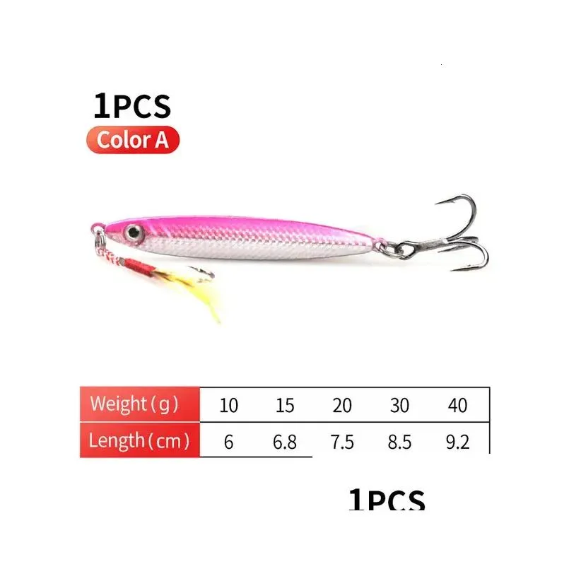 Fishing Hooks Slender Body Lure Metal Cast Jig 10G 15G 20G 30G 40G Laser Shining Fish Skin Sea Bass Lures Spoon Artificial Bait Drop Dh9Sd