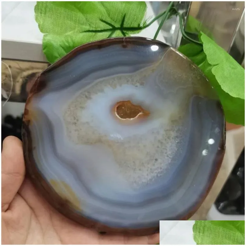 Decorative Objects Figurines 1Pcs Natural Large Agate Slice Geode Polished Crystal Quartz Home Decor Gift Drop Delivery Garden Accen Otzyt
