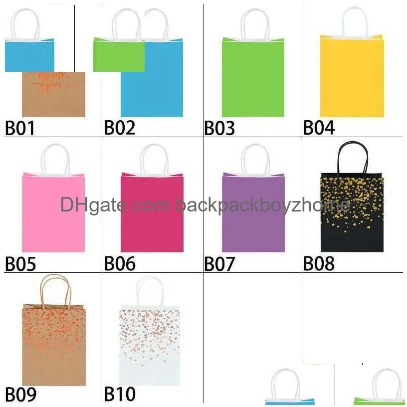 Gift Wrap 6Pcs Black Bronzing Dot Kraft Bag Wedding Birthday Packaging Portable Shop Tote Baby Shower Supplies 15X21X8Cm Drop Delivery Dhtqo