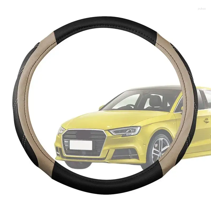 Steering Wheel Covers Car Cover PU Leather Breathable Anti Slip 15 Inch Carbon Fiber Interior Accessories